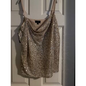 1x Tahari XL Blush lined softly sequin top wih adjustable straps NWT $79